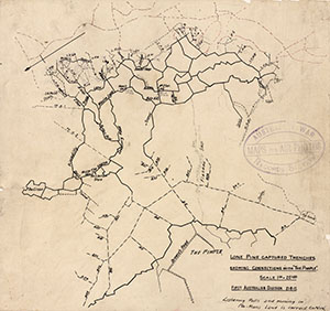 Map of trenches and tunnels around Anzac Cove