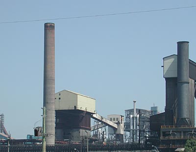 building and tall chimney