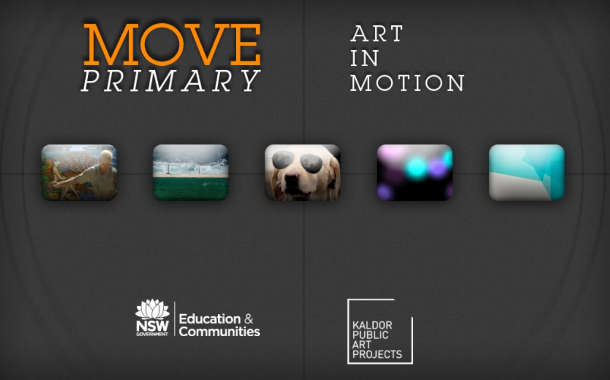 Screemshot of the main page opf the resource showing the title Move Primary: Art in Motion