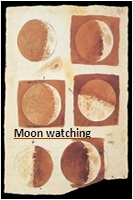 Moon phases drawing by Galilei (1616)