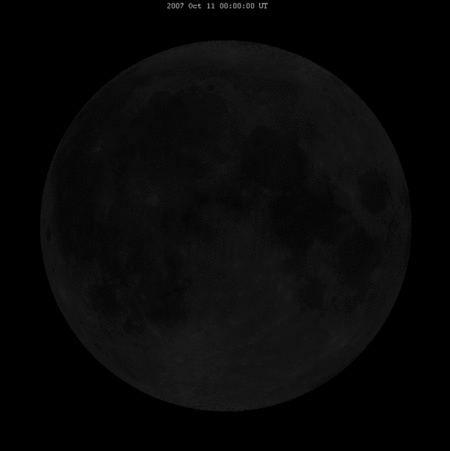 Animated image of lunar libration, showing phases of the moon over one month.