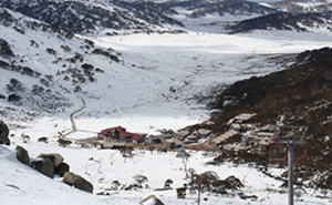 Photo of valley with snow and rocks