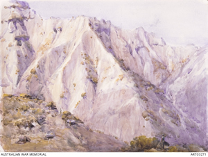 Painting of a large hill or mountain. Painting of a large hill or mountain.
