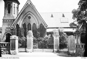 Entrance gates to a school with pillars bearing enrolment names Entrance gates to a school with pillars bearing enrolment names