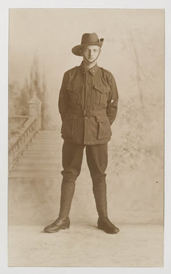 Studio portrait of a young Australian soldier in uniform Studio portrait of a young Australian soldier in uniform